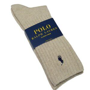 Polo Ralph Lauren Men's Classic Crew Socks Taupe Heather XL Size 13-16
